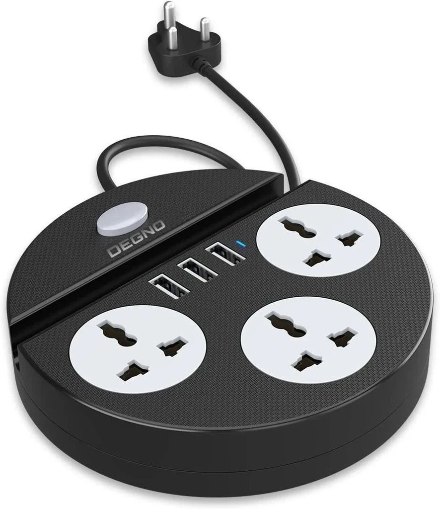 DEGNO Power Plate 2500W with USB Charger & Mobile Holder 3AC Socket + 3USB Ports 6  Socket Extension Boards