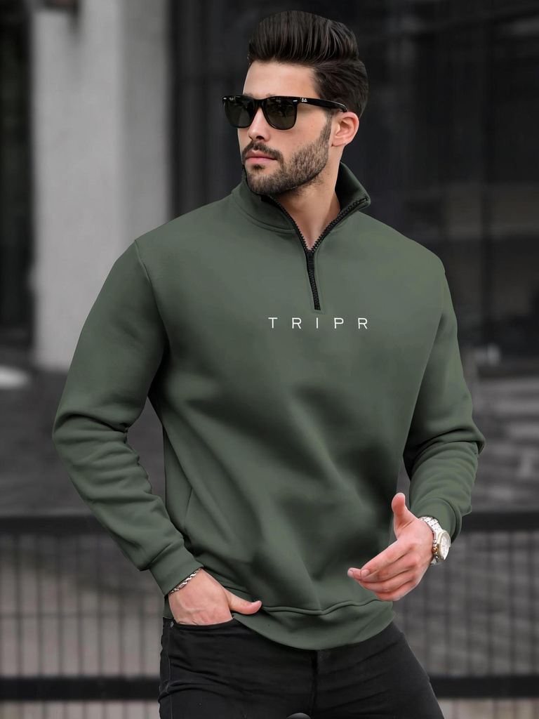 TRIPR Full Sleeve Solid Men Sweatshirt