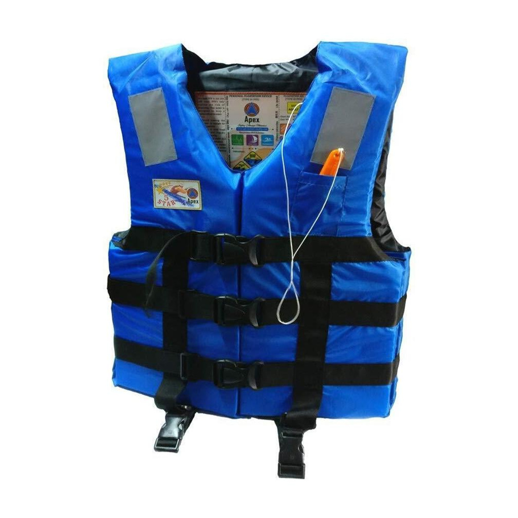 Polyester Safety Adult Life Jacket – PFD Type III, Life-Saving Jacket for Swimming, Boating, Water Skiing, Jet Skiing, and Rescue, Up to 120kg Capacity (Blue) Swim Floatation Belt