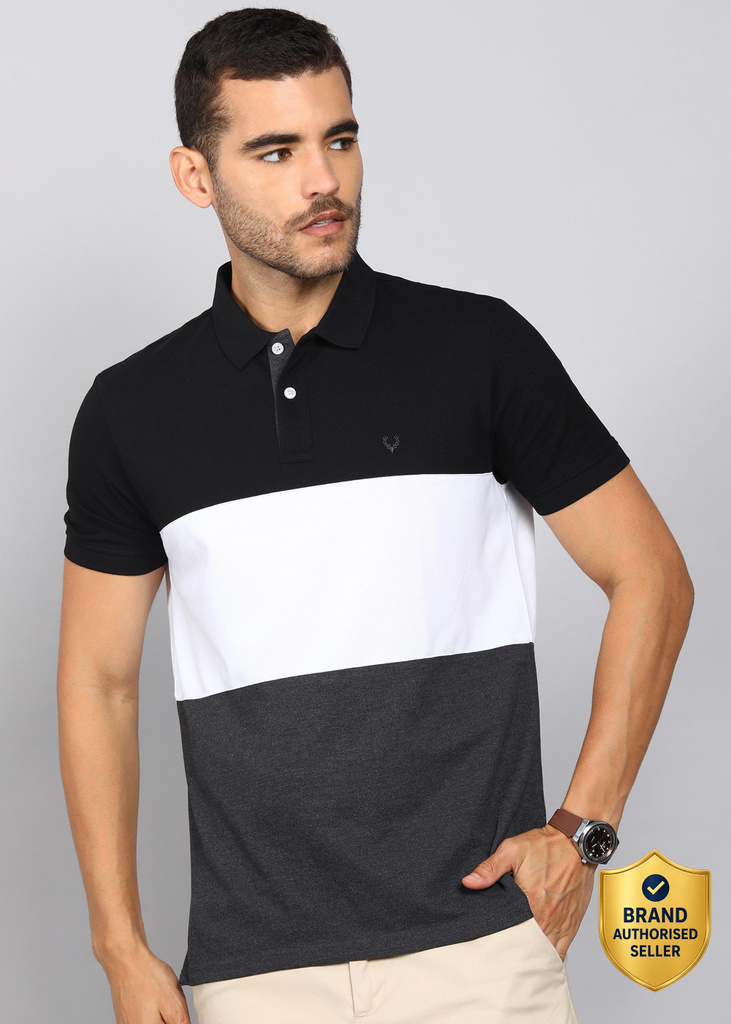 Allen Solly Colorblock Men Polo Neck Multicolor T-Shirt