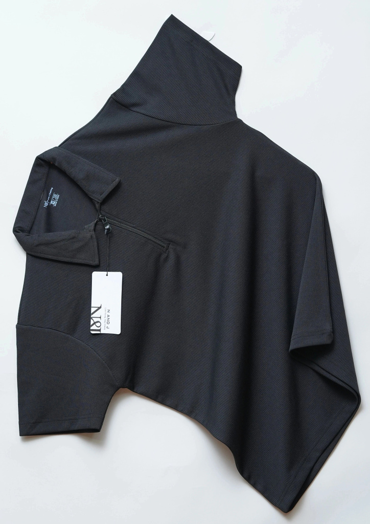 n j solid men polo neck black t shirt
