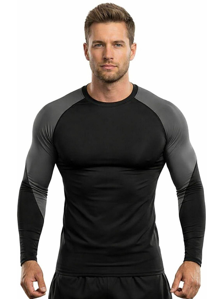 NEVER QUIT Colorblock Men Round Neck Black, Grey T-Shirt