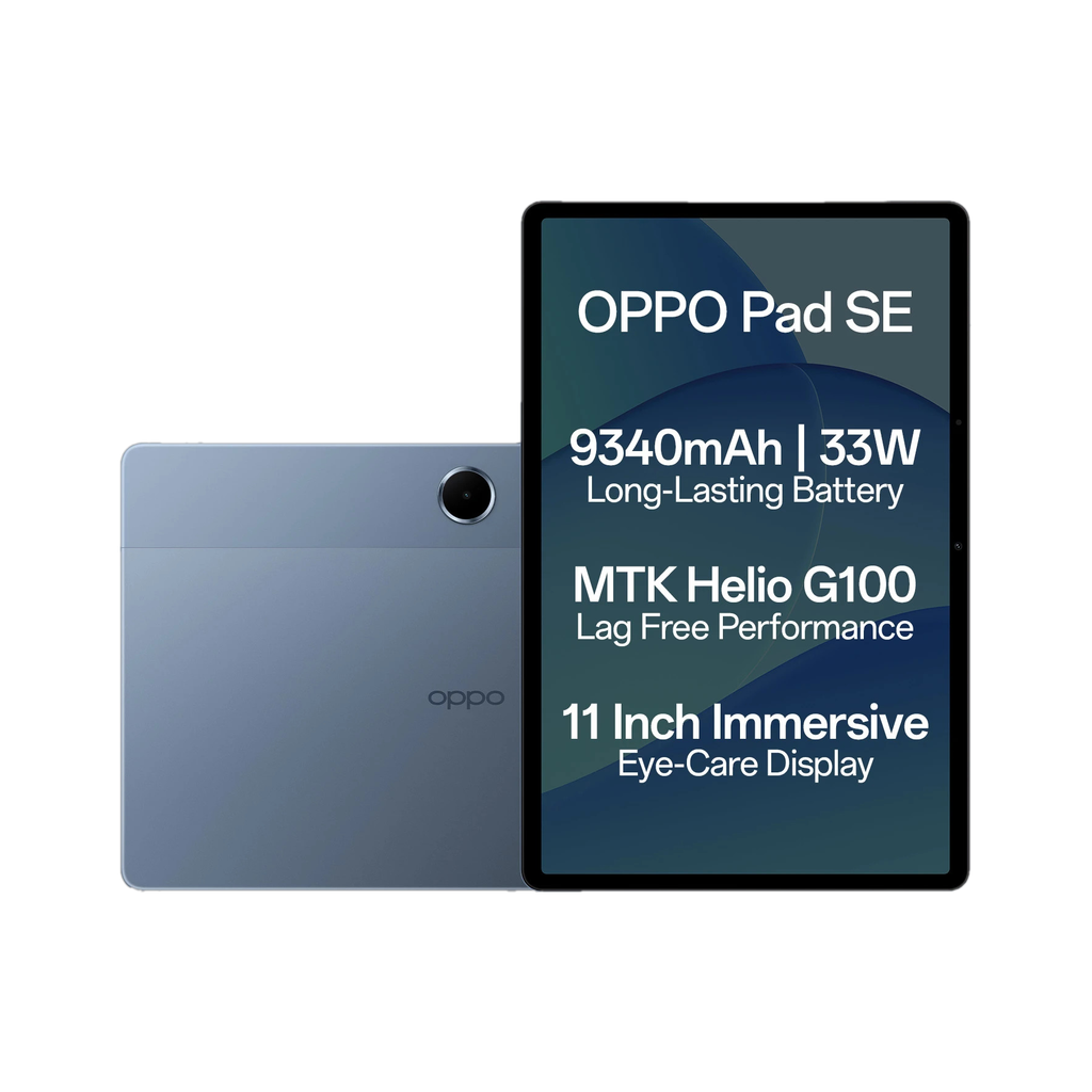 OPPO Pad SE with SUPERVOOC Charger 4 GB RAM 128 GB ROM 10.95 inch with Wi-Fi Only Gaming MediaTek Helio G100 Tablet (Twilight Blue)