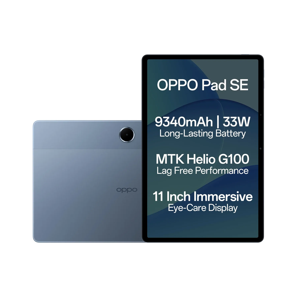 OPPO Pad SE with SUPERVOOC Charger 8 GB RAM 128 GB ROM 10.95 inch with Wi-Fi+4G Gaming MediaTek Helio G100 Tablet (Twilight Blue)