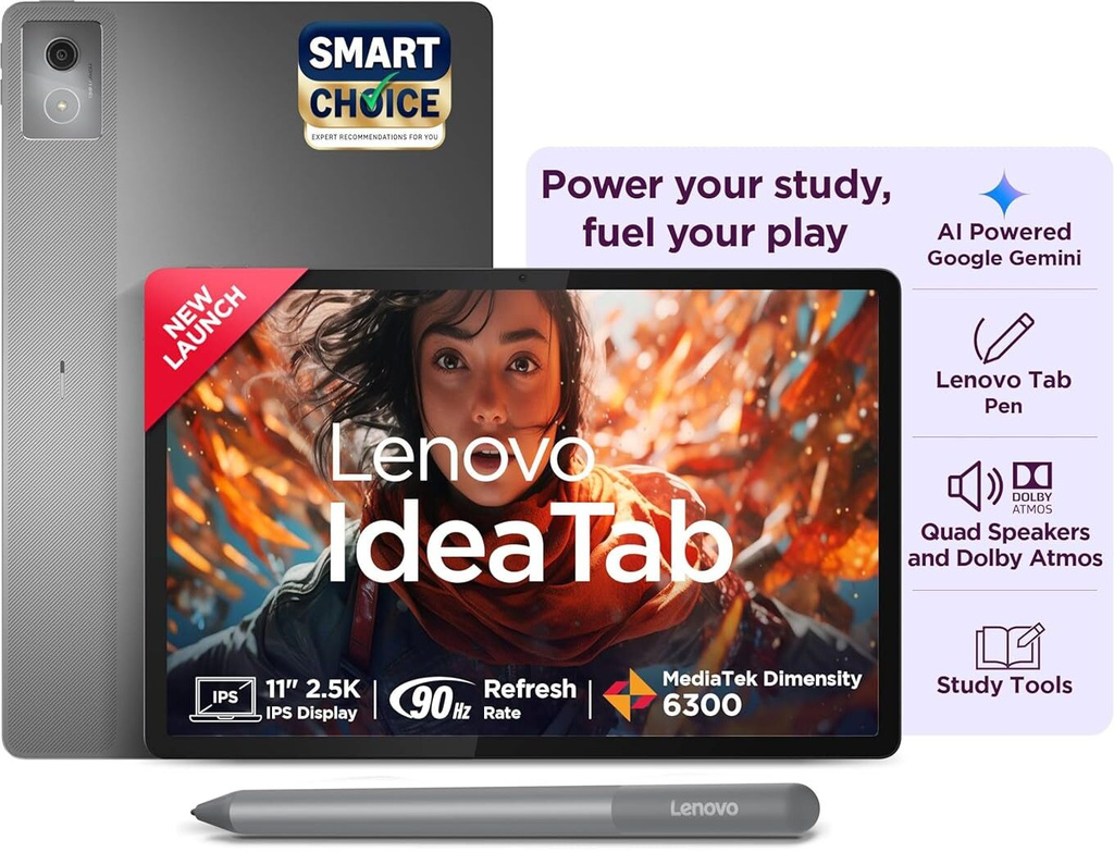 Lenovo Idea Tab Smartchoice with Pen Wi-Fi 256 GB RAM 8 GB ROM 11 inch with Wi-Fi Only MediaTek Dimensity 6300 Tablet (Grey)