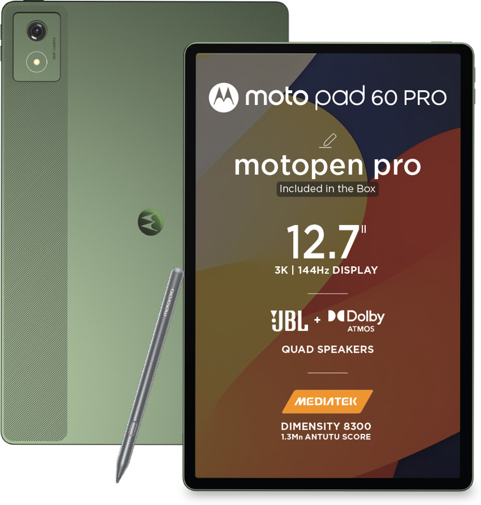 motorola pad 60 pro 8 gb ram 128 rom 12 7 inch wi fi only gaming mediatek dimensity 8300 tablet pantone bronze green