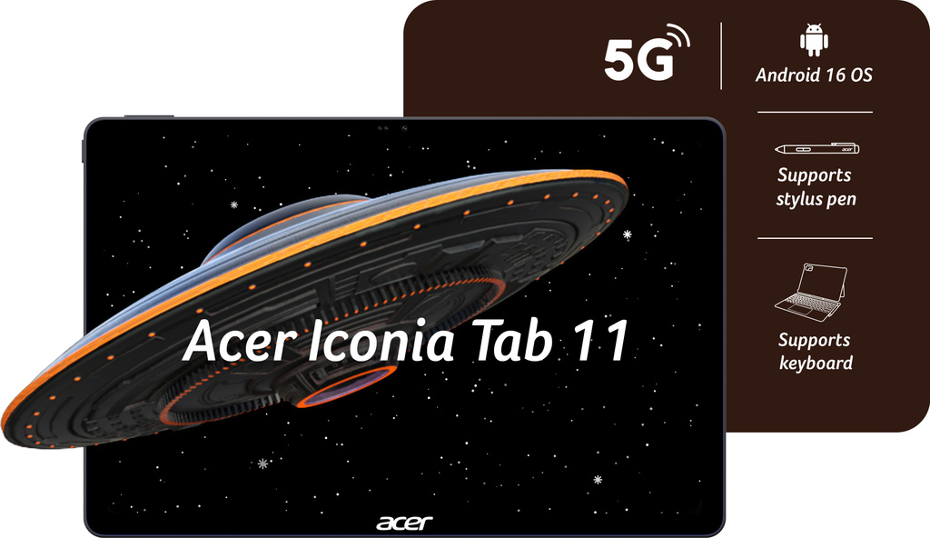 Acer Iconia Tab iM11 8 GB RAM 256 GB ROM 10.95 inch with Wi-Fi+5G Gaming MediaTek 8755 CPU – Octa core Up to 2.4 Ghz Tablet (Slate Grey)