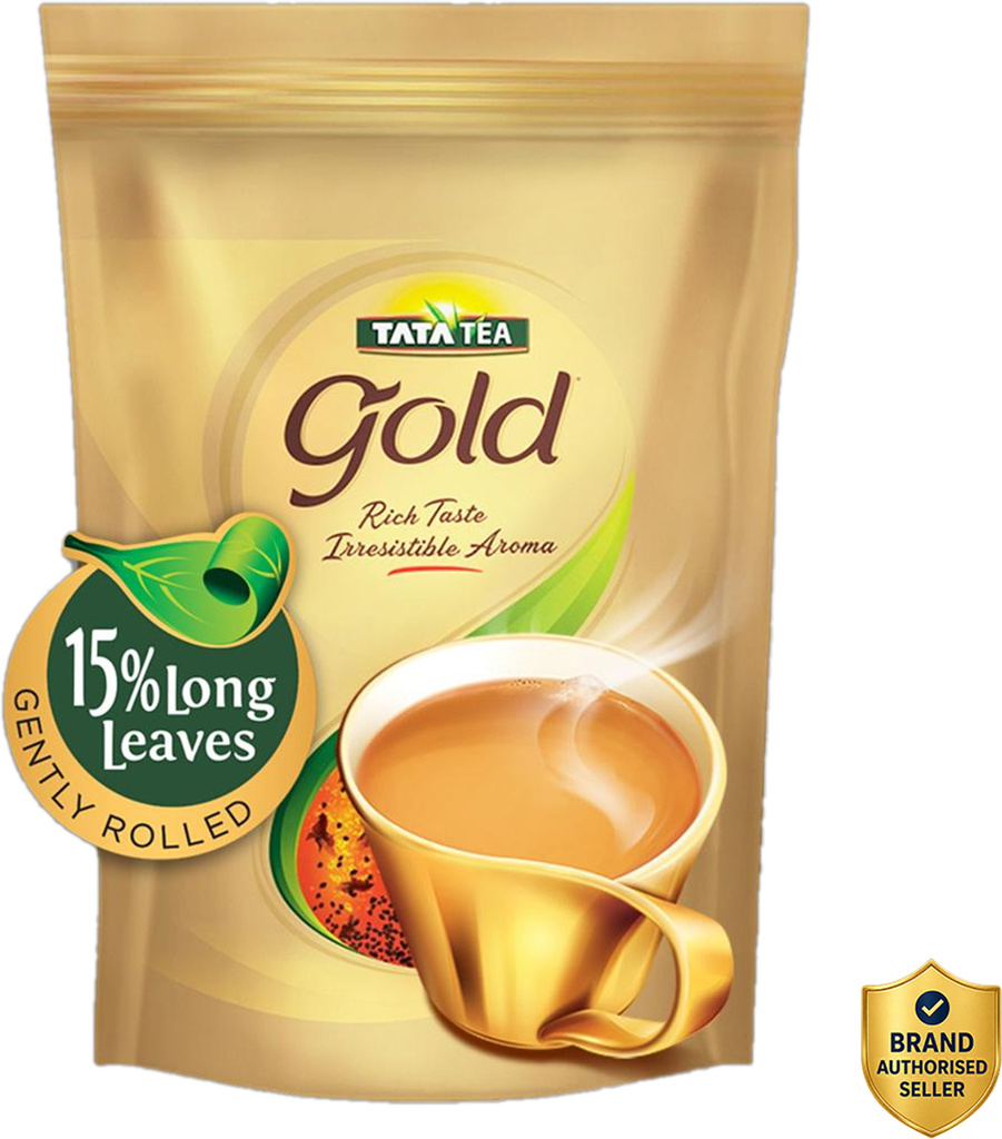 Tata Tea Gold Black Tea with Gently Rolled Aromatic Long Leaves Unflavoured Black Tea Pouch