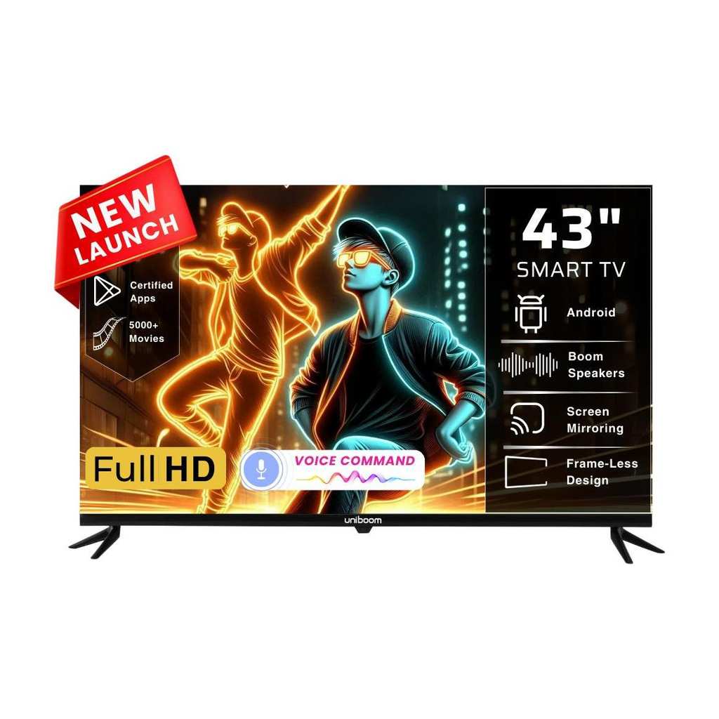 108 cm (43 inch) Full HD LED Smart Android TV with Voice Control App | 500+ Movies | 1000+ Certified Apps | Profile Mode| Aura Vision | Mobile Cast (43S-ULT-AED)