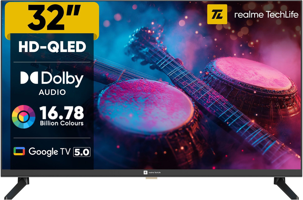 realme techlife 80 cm 32 inch qled hd ready smart google tv