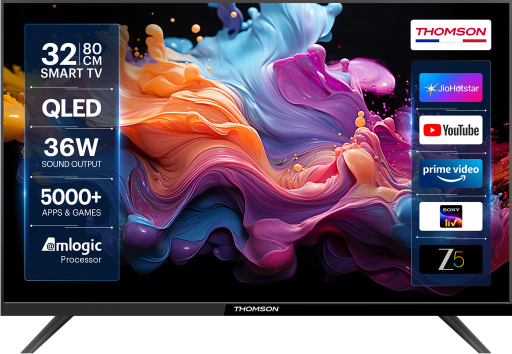 Thomson Alpha QLED 80 cm (32 inch) QLED HD Ready Smart Linux TV with 36W Sound Output | Web Browser | Sports Mode | Bezel - Less Design
