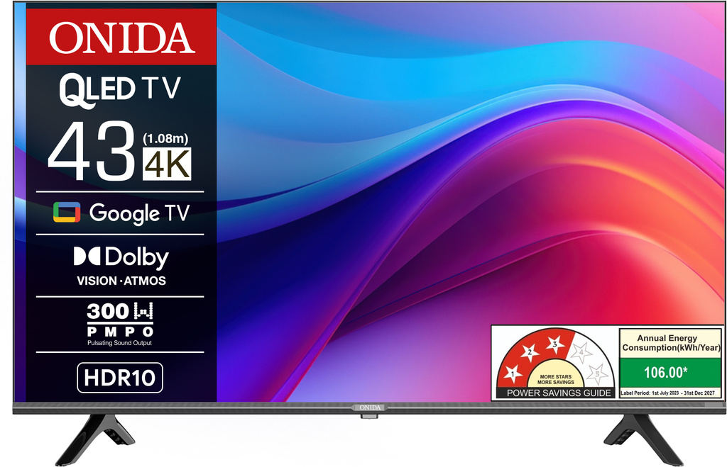 ONIDA 108 cm (43 inch) QLED Ultra HD (4K) Smart Google TV