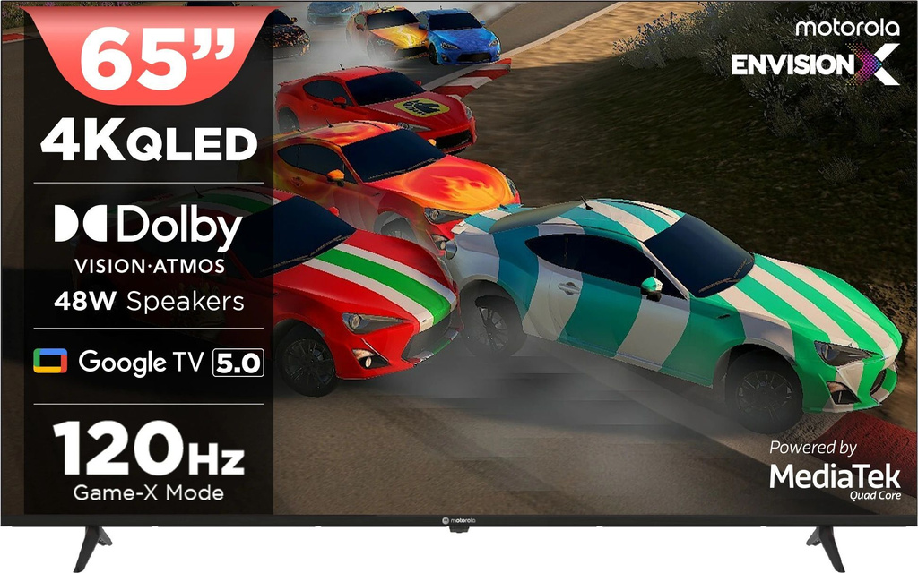 MOTOROLA 165 cm (65 inch) QLED Ultra HD (4K) Smart Google TV with 5.0 with 48 W speaker, 120Hz Game accelerator, and Dolby Atmos