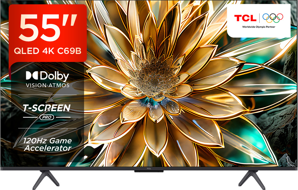 TCL C69B 139 cm (55 inch) QLED Ultra HD (4K) Smart Google TV with Dolby Atmos 35W, ONKYO 2.1ch Subwoofer