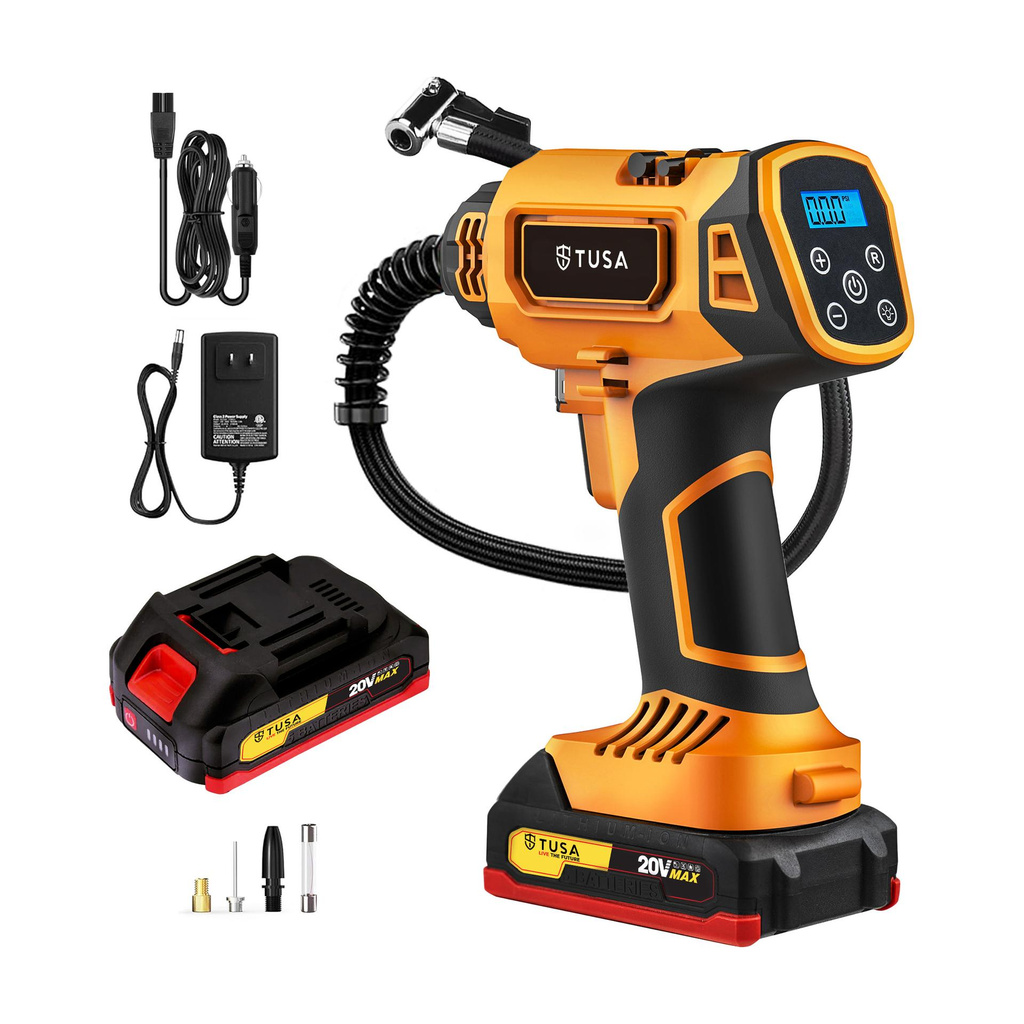 High Power 150 psi Tyre Air Pump for Car & Bike (Auto Shut Off, Rechargeable, Type-C Charging, LED Light)