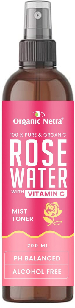 Organic Netra Rose Water Toner With Vitamin C, Hydrates Skin, For Men & Women