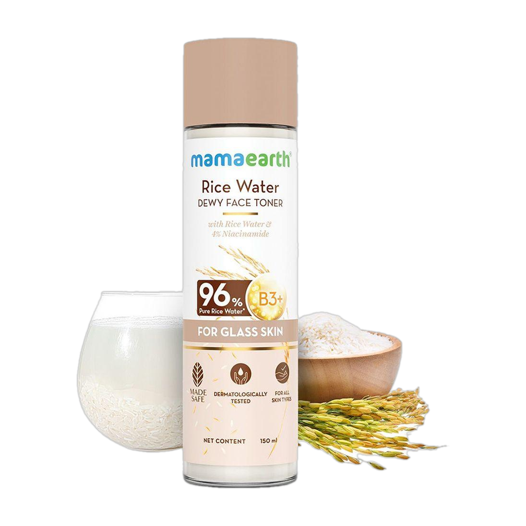 mamaearth rice water dewy face toner 4 niacinamide glass skin men women