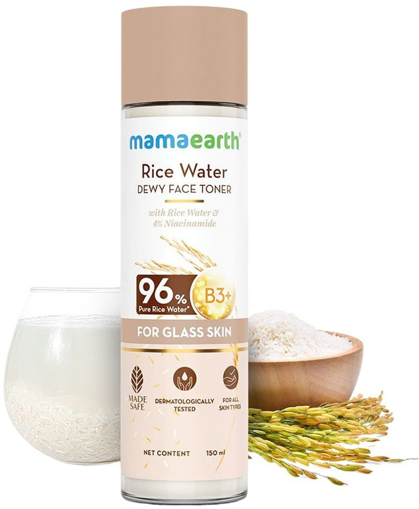 mamaearth rice water dewy face toner 4 niacinamide glass skin men women