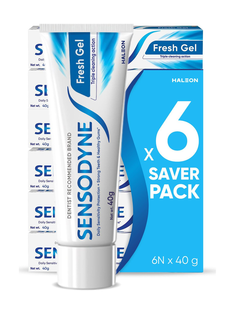 SENSODYNE Fresh Gel Toothpaste Combo Pack;daily sensitivity protection,Pack of 6 (40 gm*6) Toothpaste