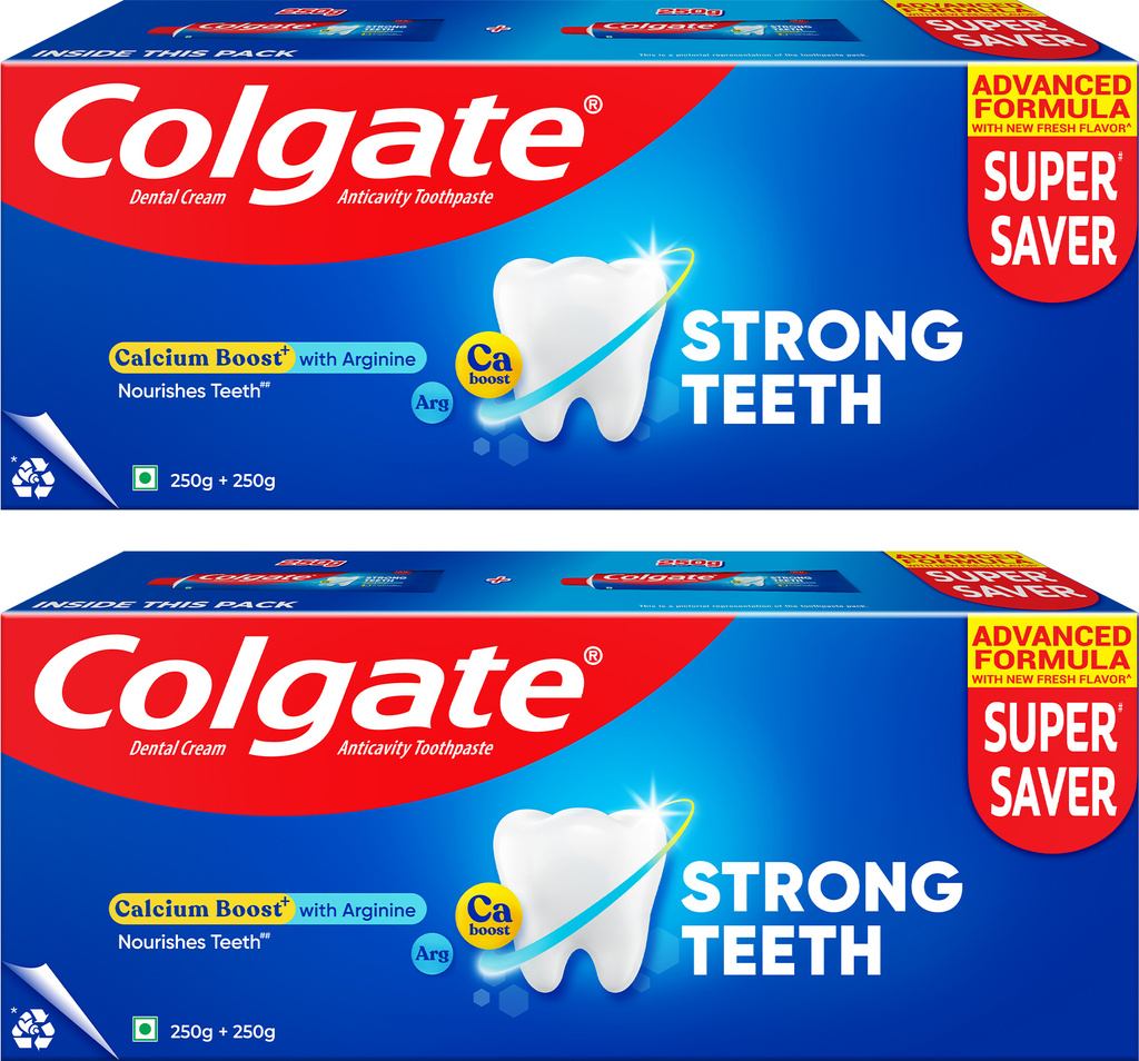 Strong Teeth Calcium Boost with Arginine Anticavity Toothpaste (1000 g, Pack of 2)