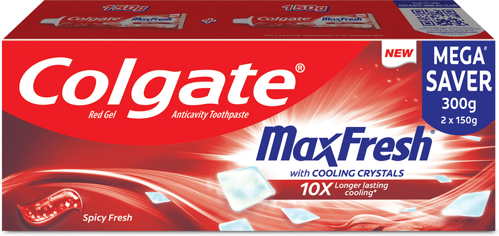 MaxFresh Toothpaste, Red Gel Paste with Menthol - Spicy Fresh (Combo Pack) Toothpaste (300 g)