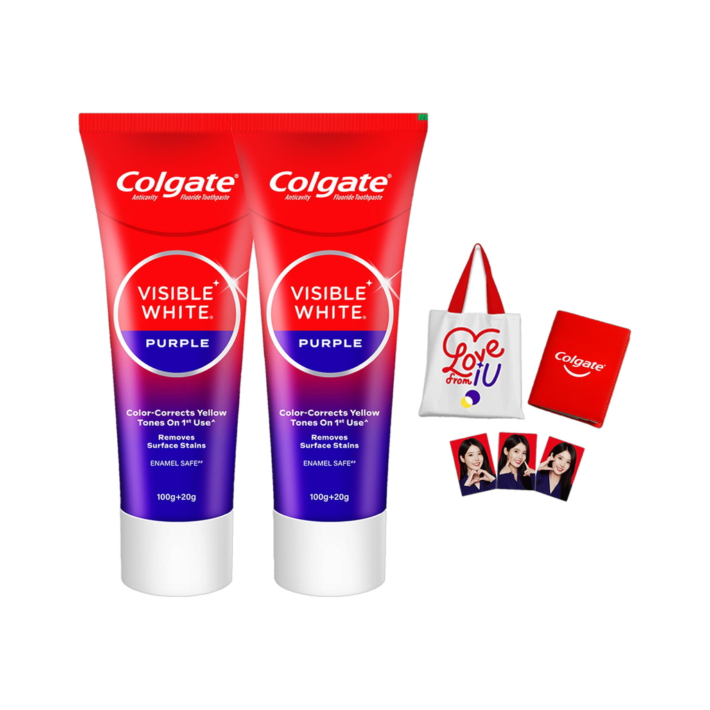 Colgate Visible White Purple Toothpaste Signed Gratitude Journal & Tote Bag Toothpaste