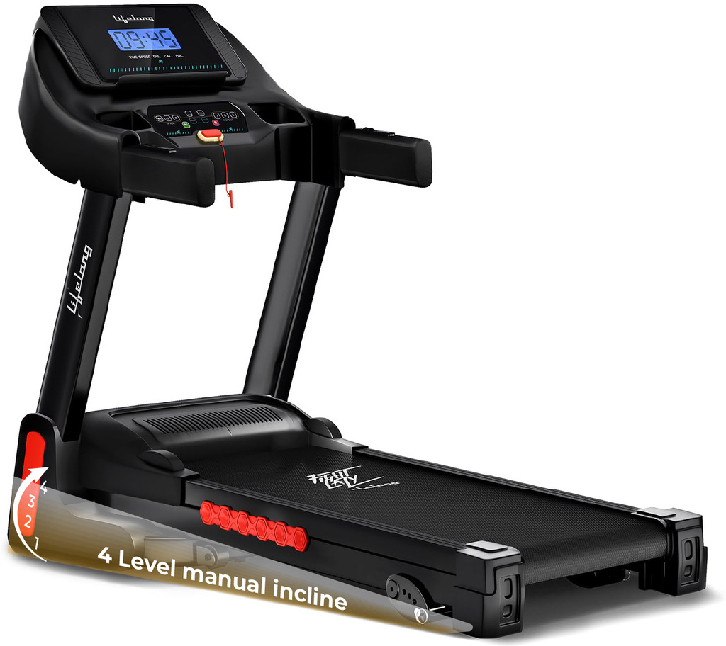 Lifelong 4.5HP Motorized Treadmill for Home | Manual Incline 12% | Foldable Handle Treadmill (Max Weight:110 kg)