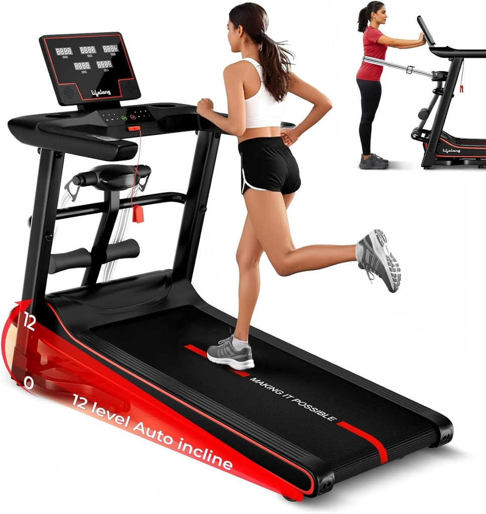 lifelong fitpro 5hp peak dc brushless treadmill home auto incline massager max weight 120 kg