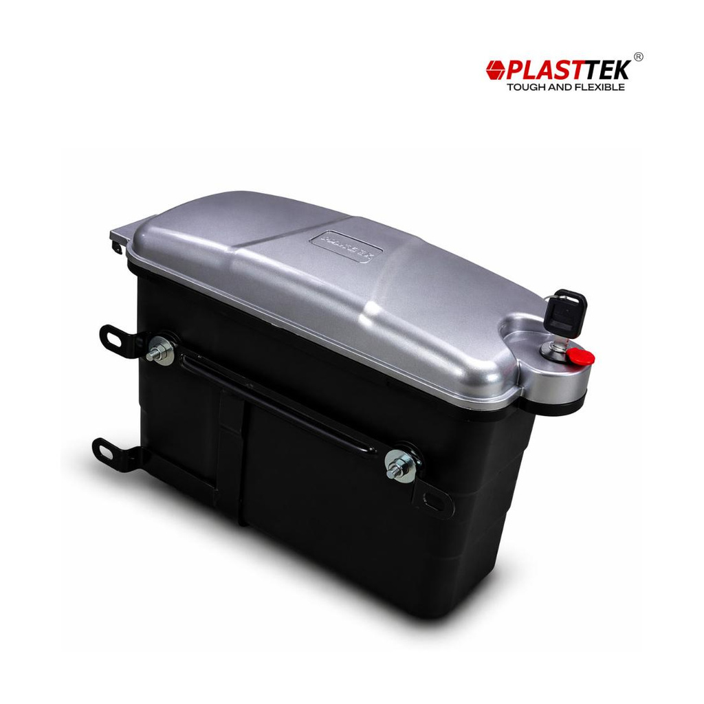 Luggage Box Silver Plastic Motorbike Saddlebag (20 L)