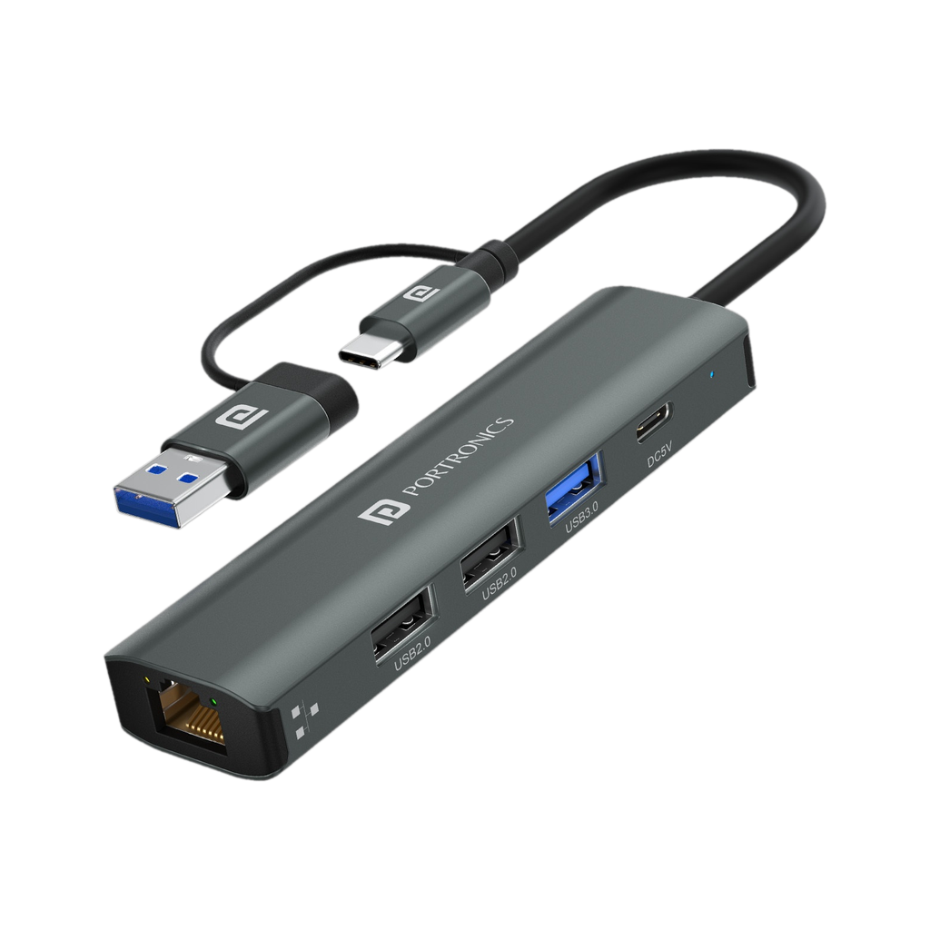 portronics mport edge 5 ports superfast dual usb hub high speed…