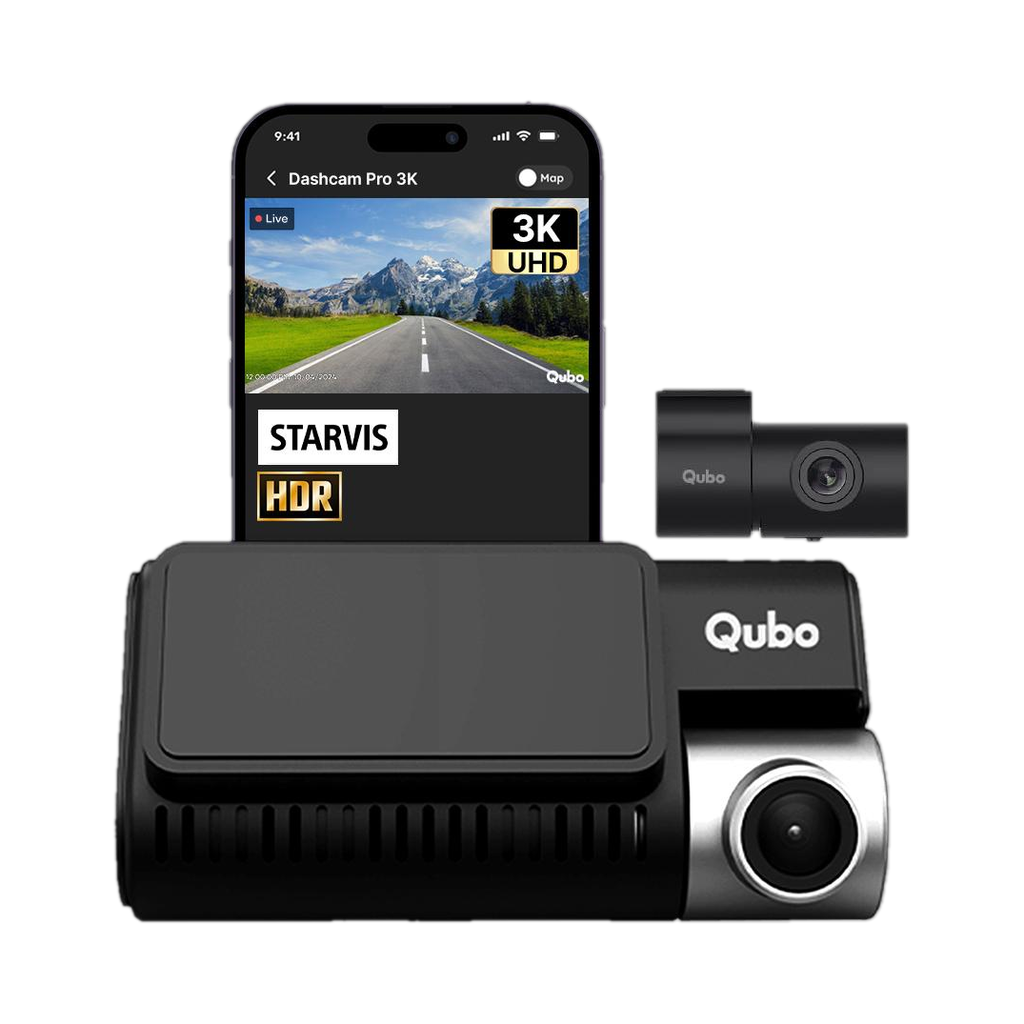 Qubo Smart Dashcam Pro 3K + Rear Dashboard, In-car Camera System