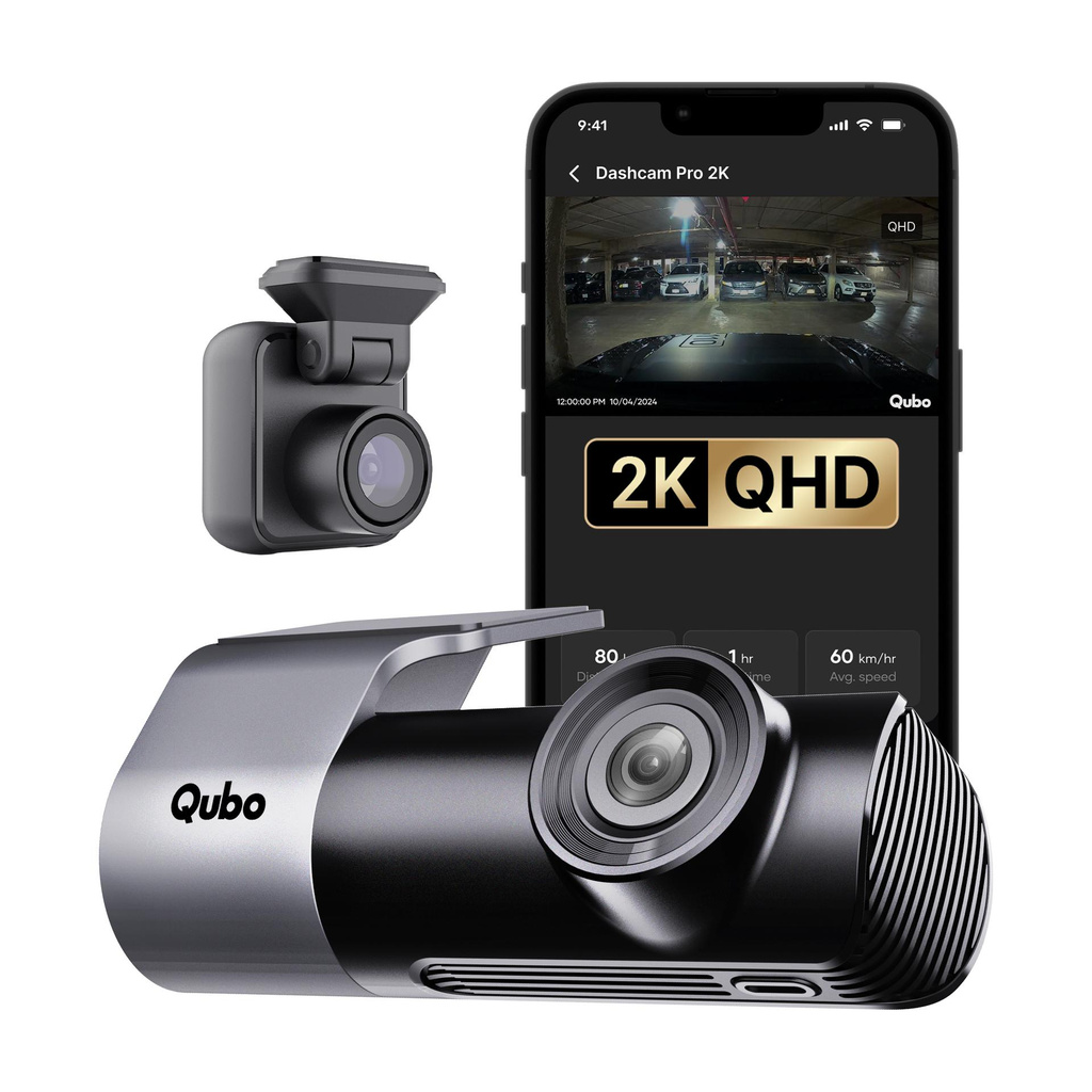 Qubo Smart Dashcam Pro 2k +rear cam Dashboard Camera System