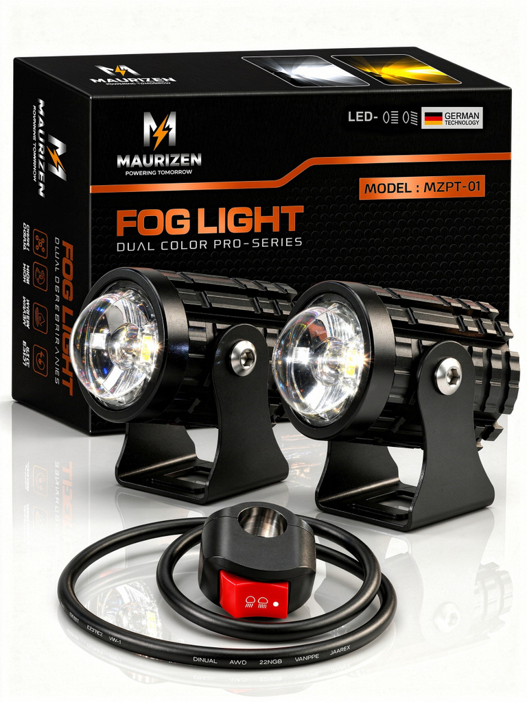 MAURIZEN Universal Fit Bike Fog Light Yellow & White Fog Lamp Motorbike LED for KTM, Yamaha, Bajaj, Hero, Honda, TVS (12 V, 10 W)