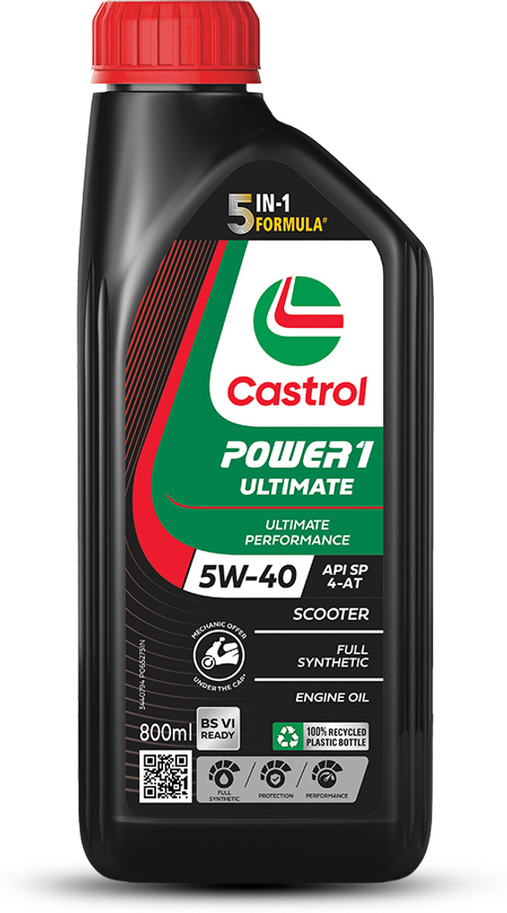 Castrol POWER1 ULTIMATE 5W-40 4-AT 5-in-1 Full Synthetic Technology | For High Performance Scooters | BS6 Ready Full-Synthetic Engine Oil