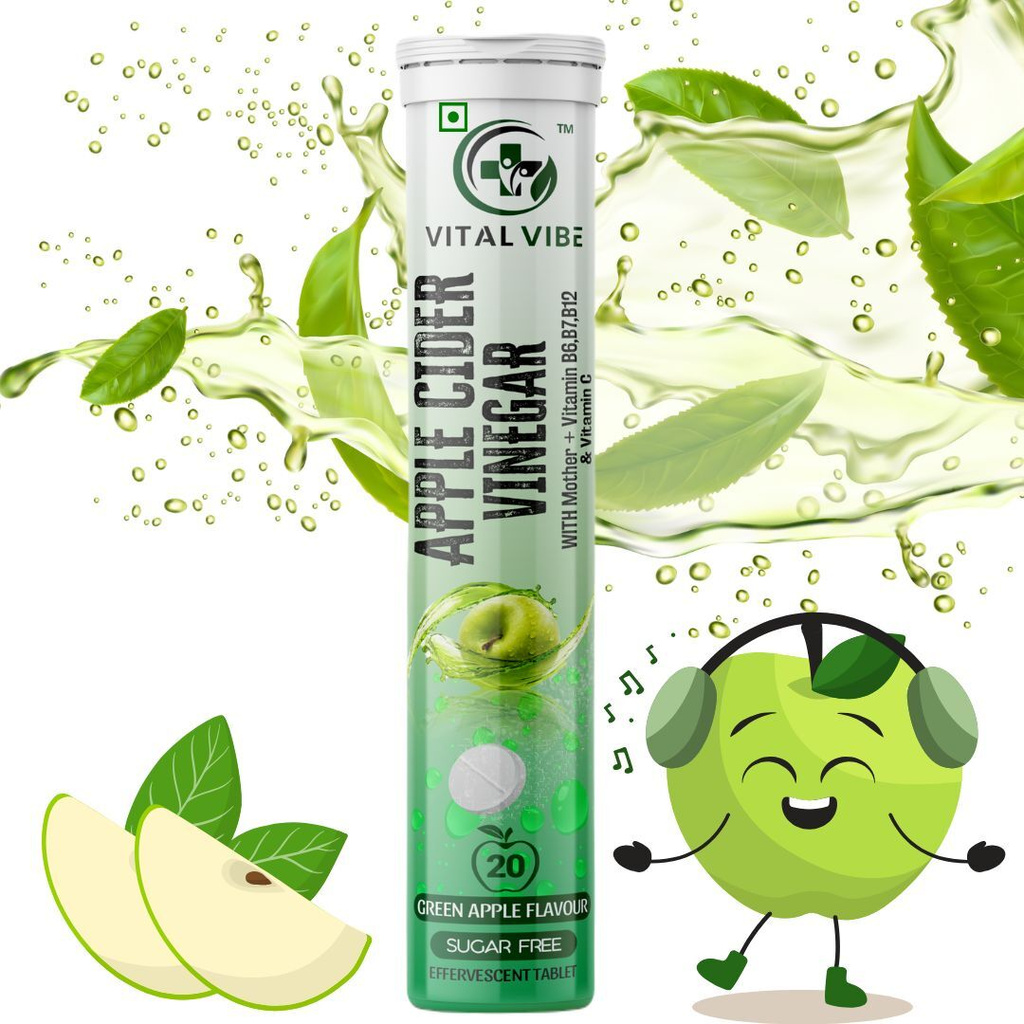 VITAL VIBE Apple Cider Vinegar 500MG Tablets with Pomegranate Ex.+ Beetroot for Weight loss