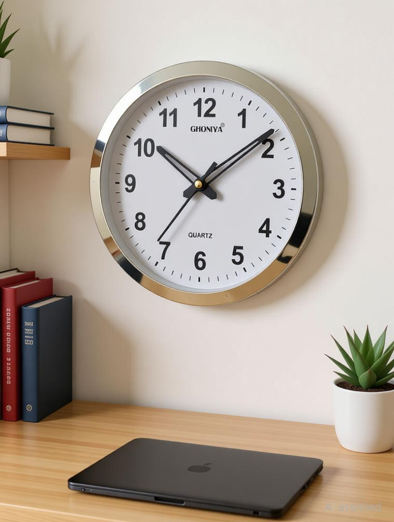 Analog 20 cm X 20 cm Wall Clock (White, With Glass, Standard)