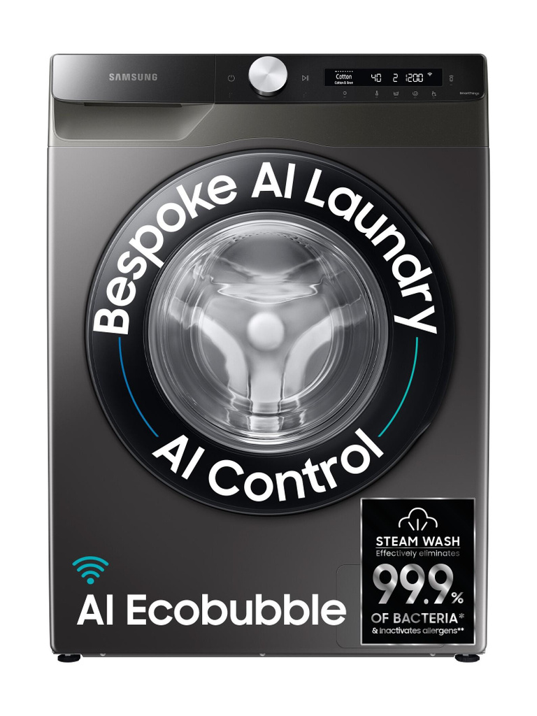 Samsung 8 kg 5 star, AI Control, AI Eco Bubble, Wi-Fi Fully Automatic Front Load Washing Machine with In-built Heater Black, Grey