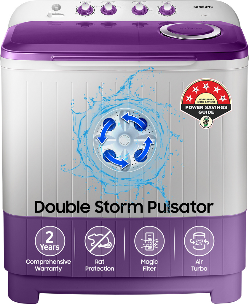 7 kg 5 star, Air Turbo Drying Semi Automatic Top Load Grey, Purple (WT70M3000UU/TL)