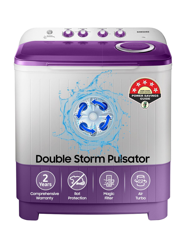 7 kg 5 star, Air Turbo Drying Semi Automatic Top Load Grey, Purple (WT70M3000UU/TL)