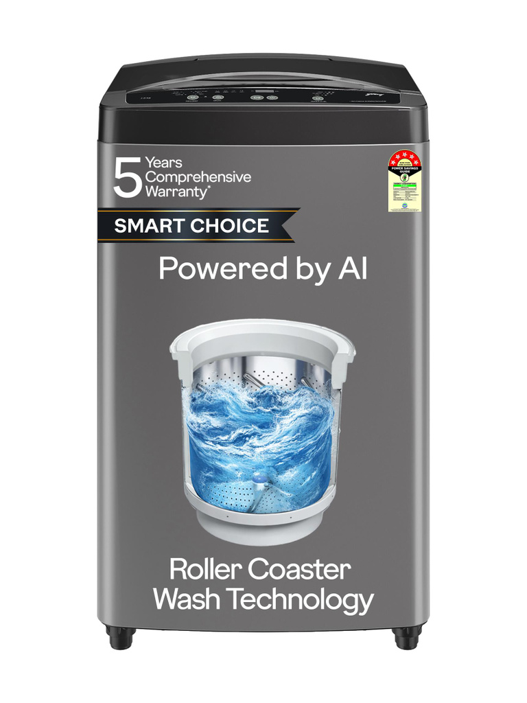 Godrej 7 kg Zero Pressure Technology Fills Tub 60% Faster, Fabrisafe Steel Drum Fully Automatic Top Load Washing Machine Grey, Black