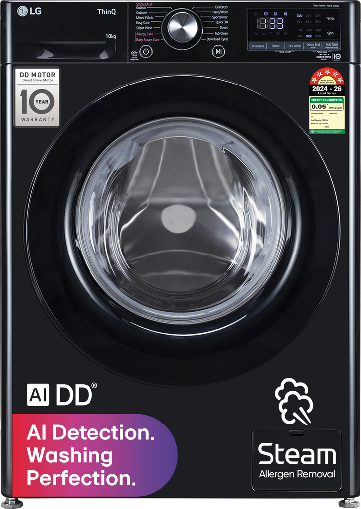 10 kg Fully Automatic Front Load with In-built Heater Black (FHP1210Z3O)