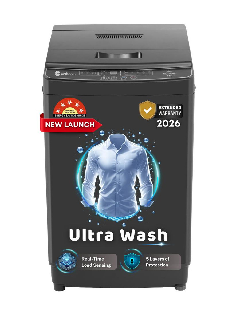 8 kg Ultra Wash | 10 Smart Programs | AI Load Balancer | HD Motor | Detergent Dispenser Fully Automatic Top Load Black (UBFA-80IA-P4B)