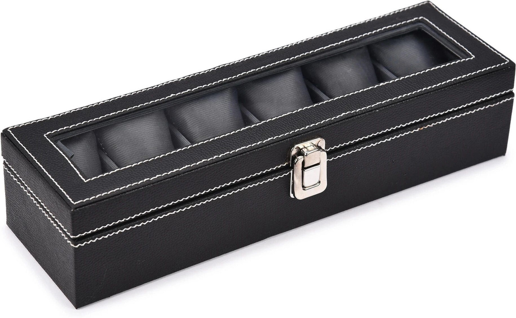 STORESHINE Men's and Women's Watch Box Holder Organizer Case in Black color(6 Compartments) Watch Box