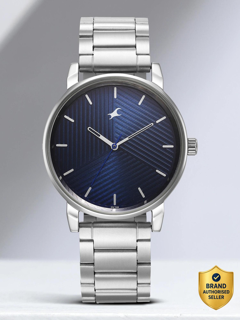 Fastrack Stunners Blue Dial Silver Metal Strap Analog Watch  - For Men 3278SM03