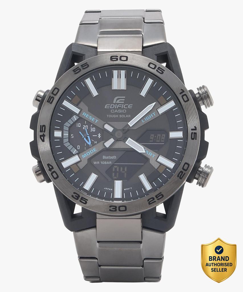 CASIO ECB-2000DC-1ADF Edifice Black Dial Gray Ip Stainless Steel Band Analog-Digital Watch  - For Men