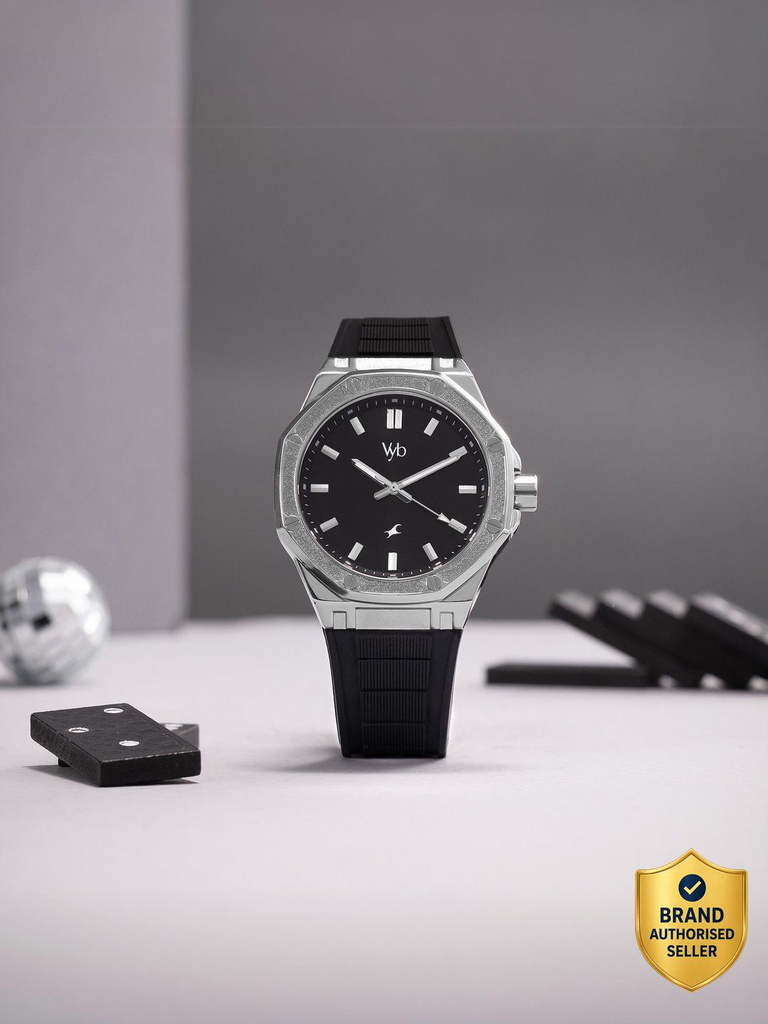 Fastrack Fastrack Vyb Rebel Fastrack Vyb Rebel Quartz Black Dial Black Silicone Strap Analog Watch  - For Men