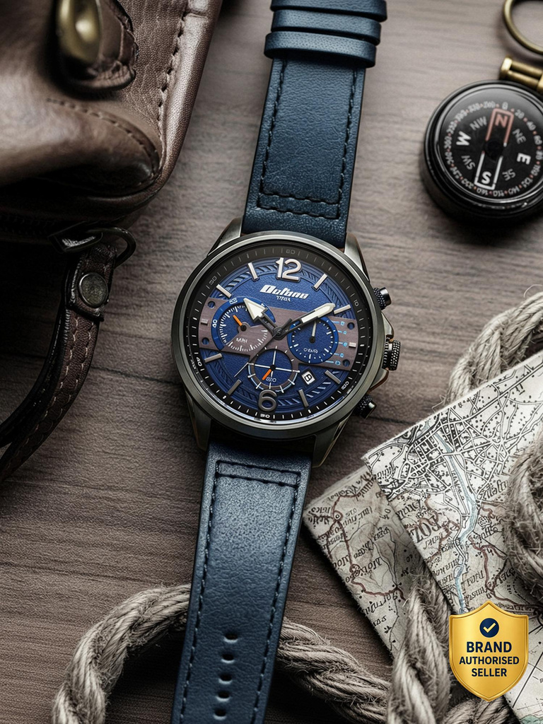 Titan Titan Octane Cred Titan Octane Cred Quartz with Blue Dial Blue Leather Strap Analog Watch  - For Men