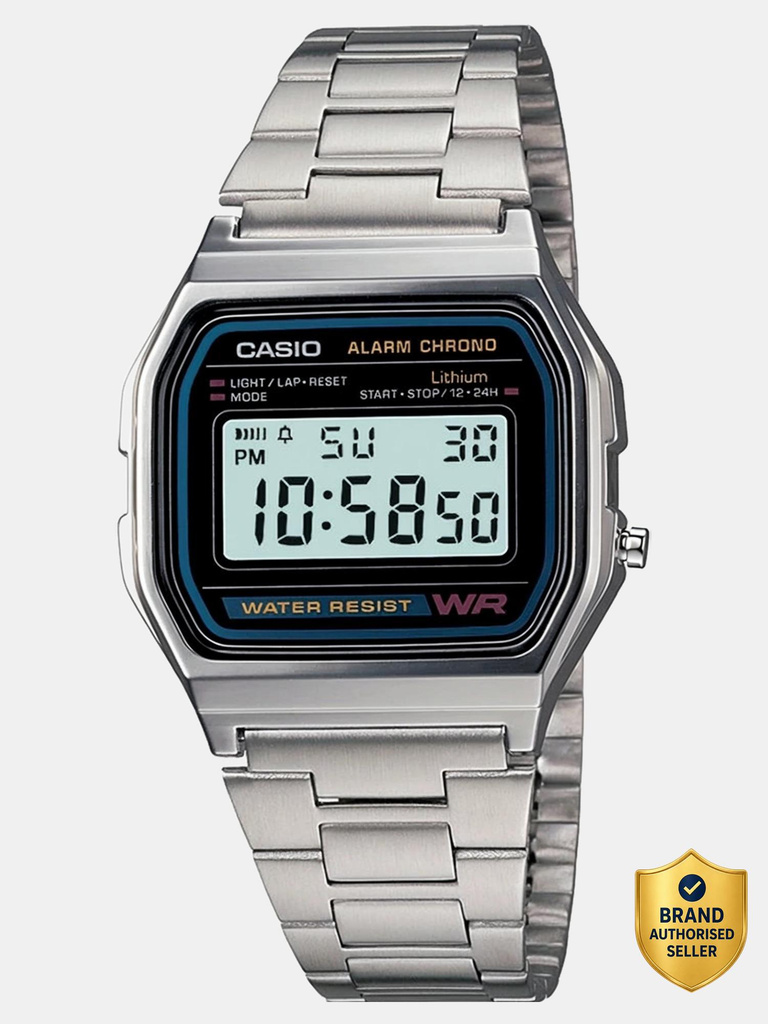 casio a 158wa 1df vintage a158wa 1df black dial silver stainless steel band digital watch men women