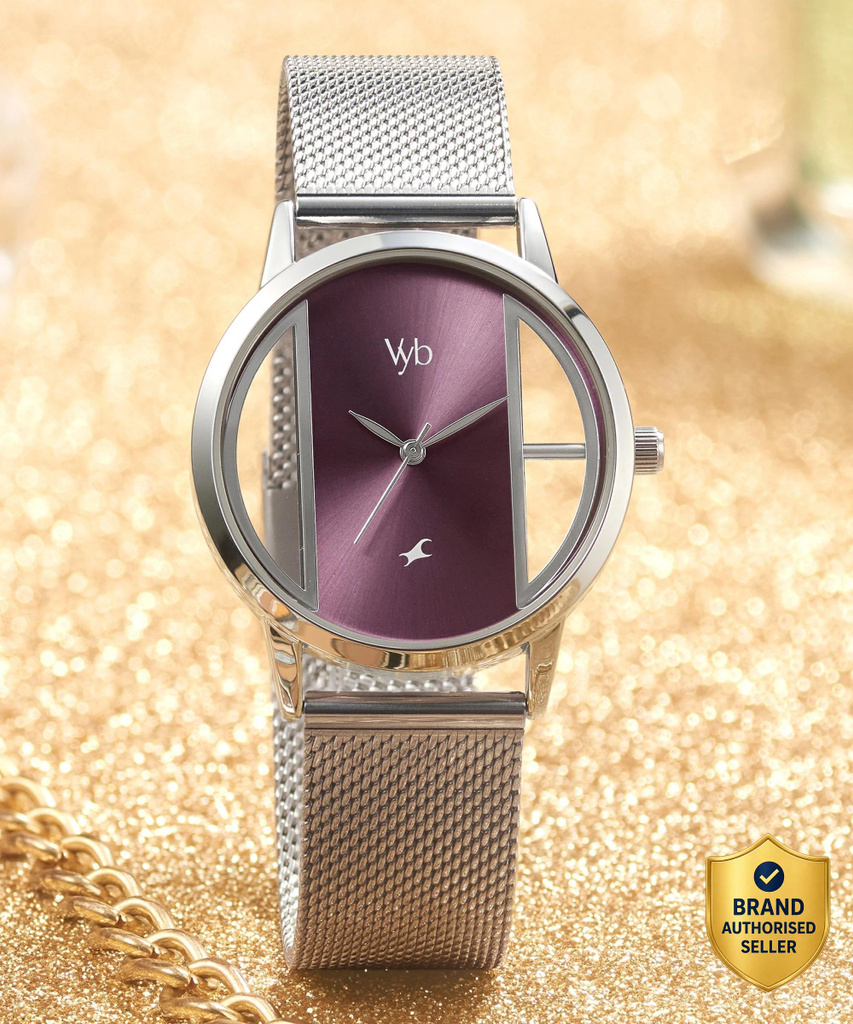 Fastrack Vyb Runway Purple Dial Silver Stainless Steel Strap Analog Watch  - For Women FV60019SM01W, FV60019SM01