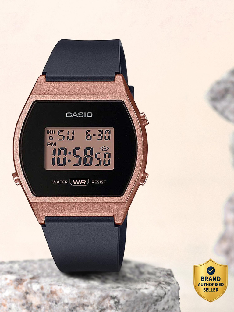 CASIO LW-204-1ADF Vintage Rose Gold Dial Black Resin Strap Digital Watch  - For Men & Women